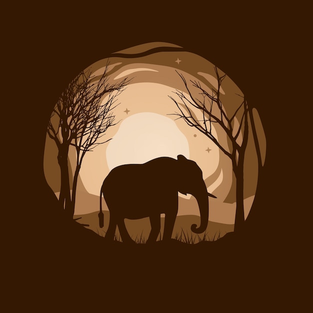 Vector vector silhouette elephant in nature