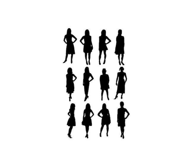 Vector Silhouette of Fashion Girls Top Models art vector design