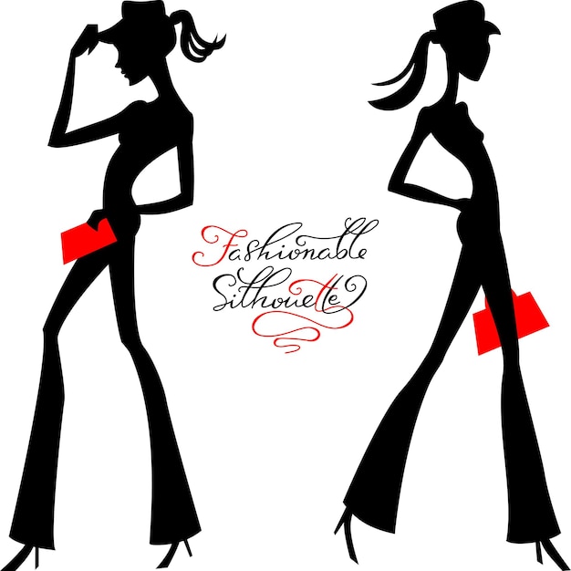 Vector vector silhouette of fashion girls top models