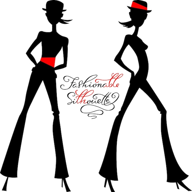 Vector silhouette of fashion girls top models