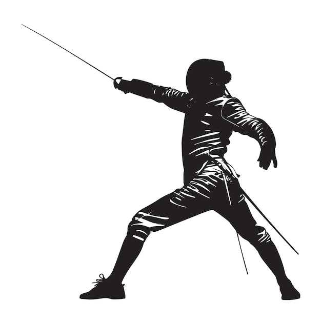 Vector silhouette of a fencing sports person flat cutout icon