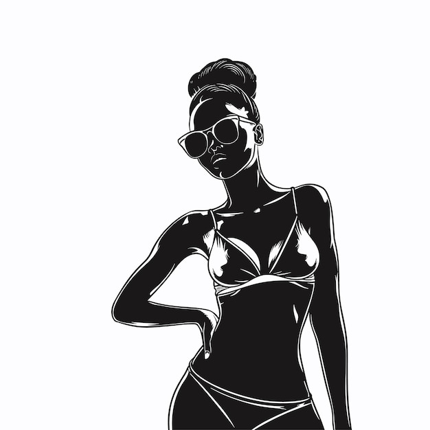 Vettore vector silhouette of a girl in a swimsuit on a white background generative ai