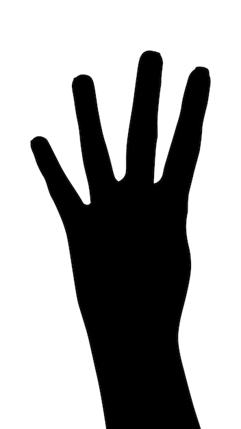 Silhouette vettoriale di una mano su sfondo bianco mano palmo della mano sagoma nera mano piatta