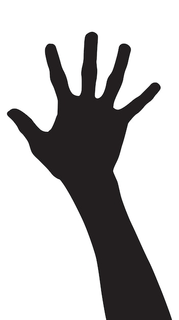 Vector silhouette of a hand on a white background hand palm hand silhouette black flat hand