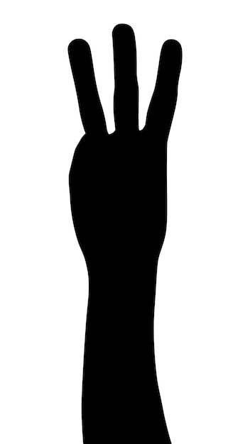 Vector vector silhouette of a hand on a white background hand palm hand silhouette black flat hand