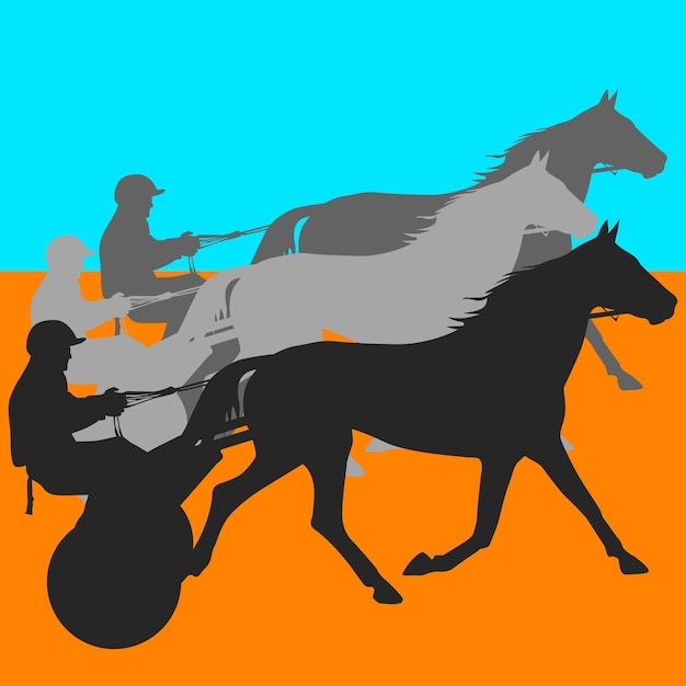 Vector vector silhouette of horse and jockey