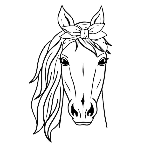 Vector vector silhouette of a horse's head wild animals horse head with bandana