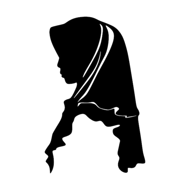 Vector Silhouette Image of Muslim Woman with Hijab Arab Woman For Logo Template Icon Hijab Store