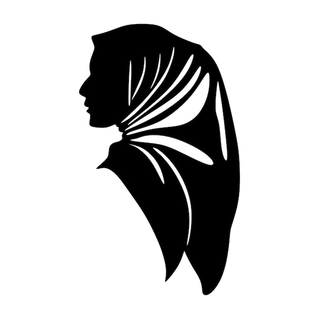 Vector Silhouette Image of Muslim Woman with Hijab Arab Woman For Logo Template Icon Hijab Store