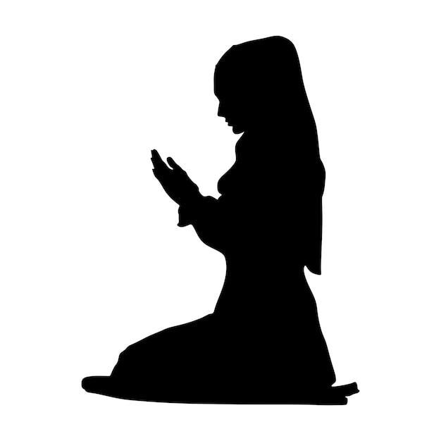 Векторное изображение силуэта мусульманки с хиджабом Азиатская арабка для иконы магазина хиджаба Templa