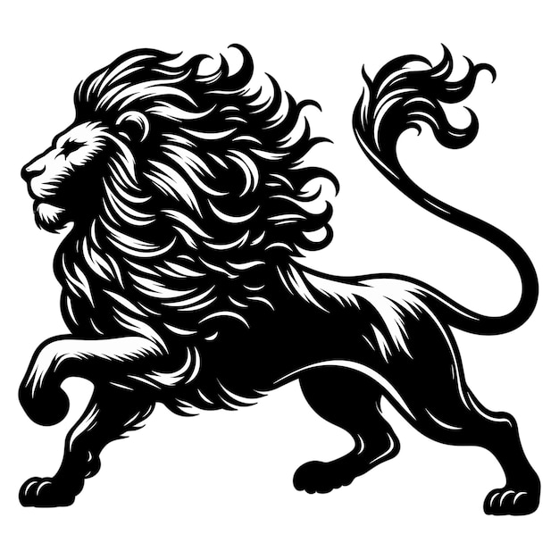 vector silhouette of Lion Jumping