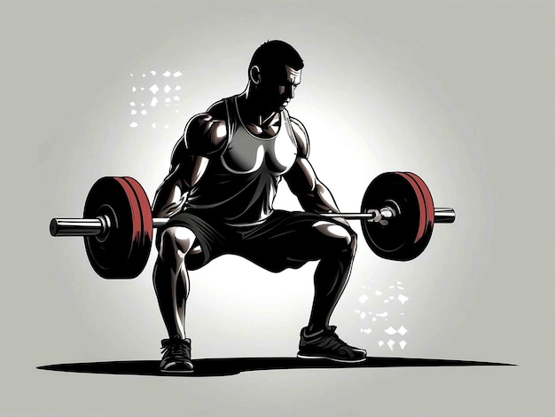 Vector vector silhouette of a male weightlifter lifting vector image isolated