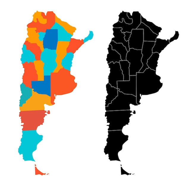 Mappa della silhouette vettoriale dell'argentina sul colore bianco