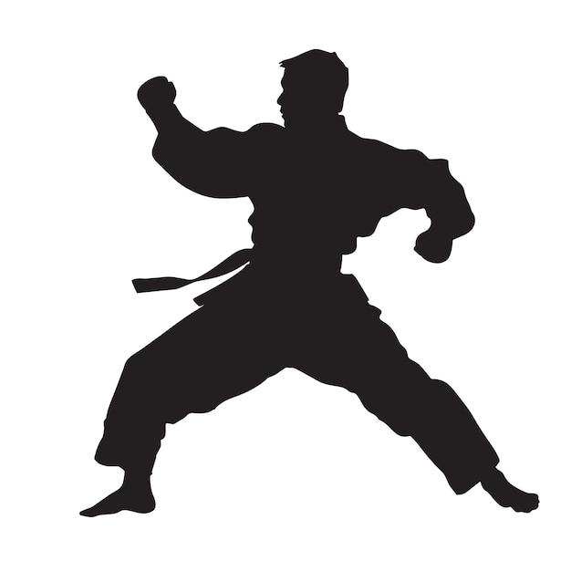 Vector silhouette of a martial arts sports person flat cutout icon