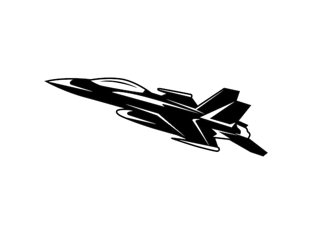 vector silhouette military aircraft jet fighter in the sky