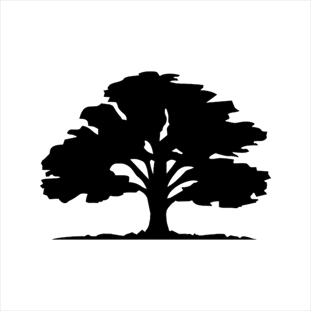 Vector silhouette of a oak tree logo template vector