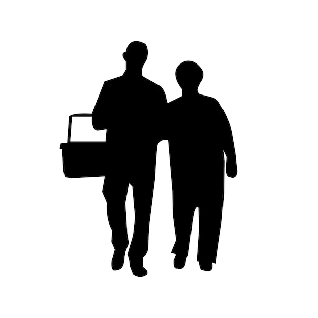 Silhouette vettoriali persone disabili su sfondo bianco illustrazione vettoriale