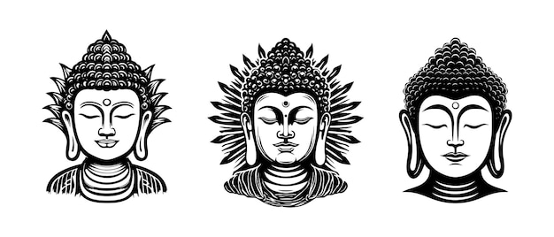 仏陀の線画のベクトル シルエット瞑想仏像のスケッチ ベクトル図
