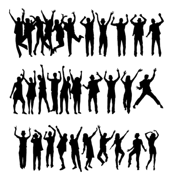 Vector silhouette people party dance illustration