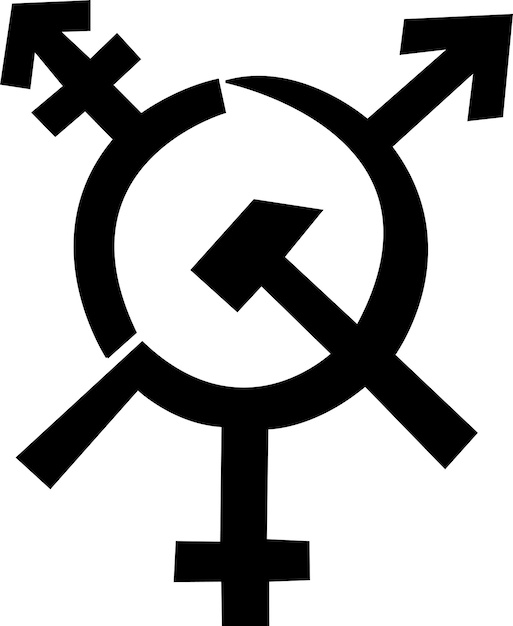 Vector silhouette of sex symbol hammer and sickle isolated on transparent background