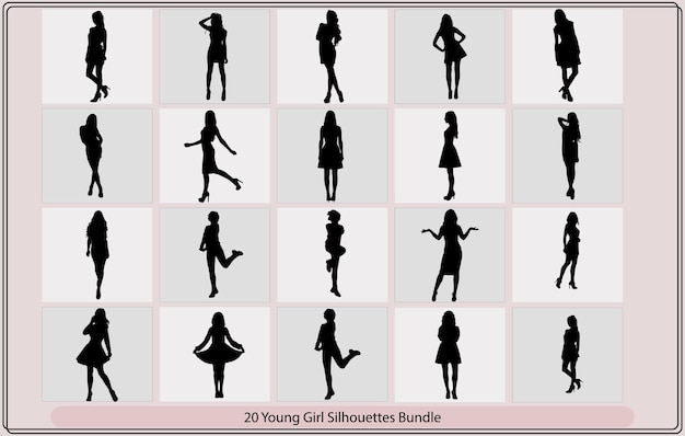 Vector vector silhouette of a slim young woman standingsilhouette of beautiful stylish girl