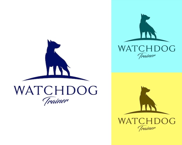 Vector silhouette of a standing dog on a white background