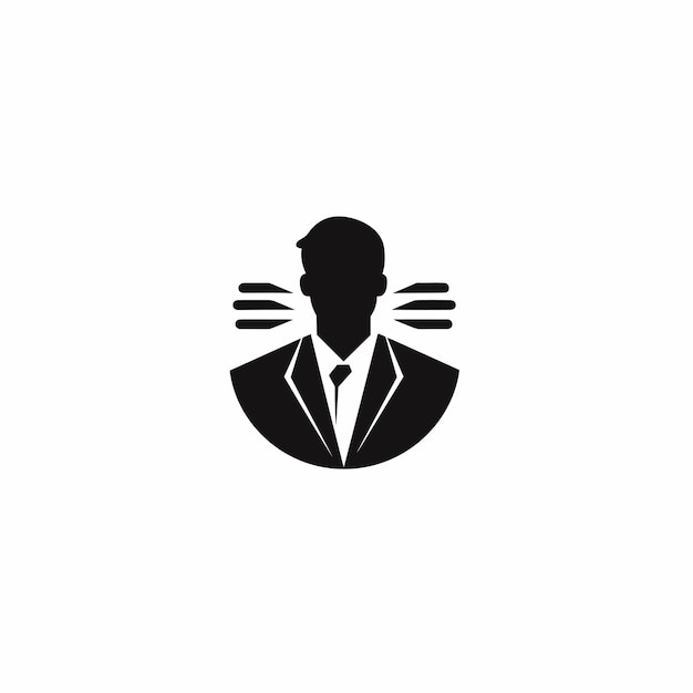 Vector of a silhouette of a stylish man in a suit captured in black and white