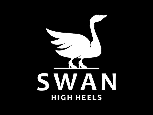 Vector silhouette of swan high heel beauty vector logo design