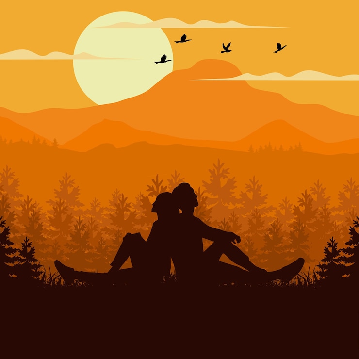 Vector vector silhouette of a valentines day couple