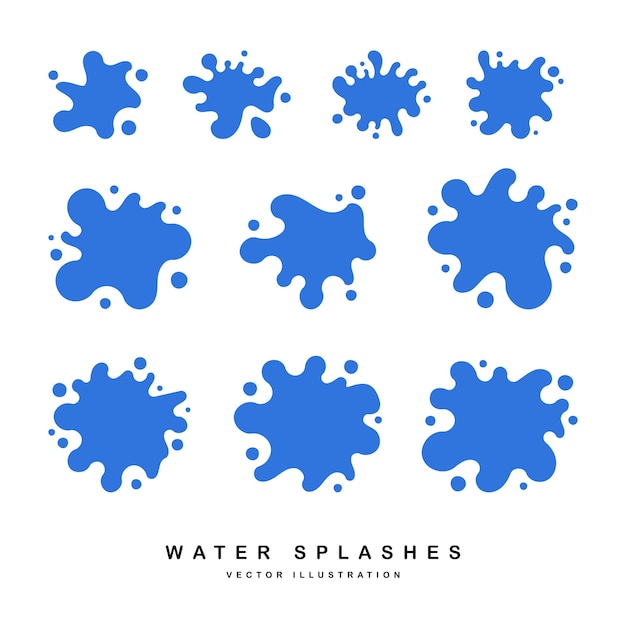 Silhouette vettoriale di spruzzi d'acqua set di colori blu ideale per logo o simboli e icone web