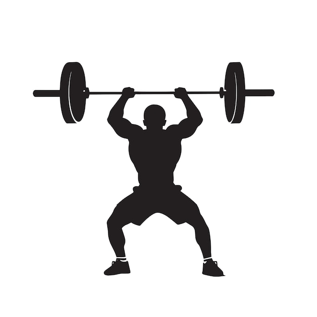 Vector vector silhouette of a weightlifting sports man flat cutout icon