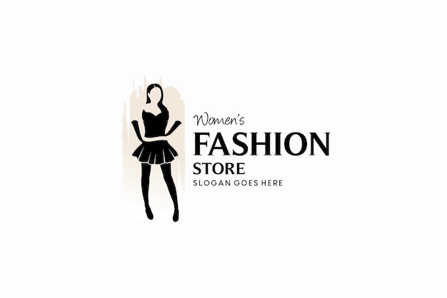 Vector vector silhouette of woman with short dress and stockings hands and feet women fashion logo