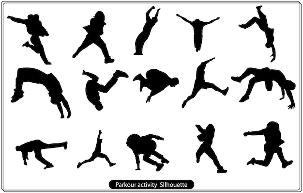 vector silhouetten parkour instellen