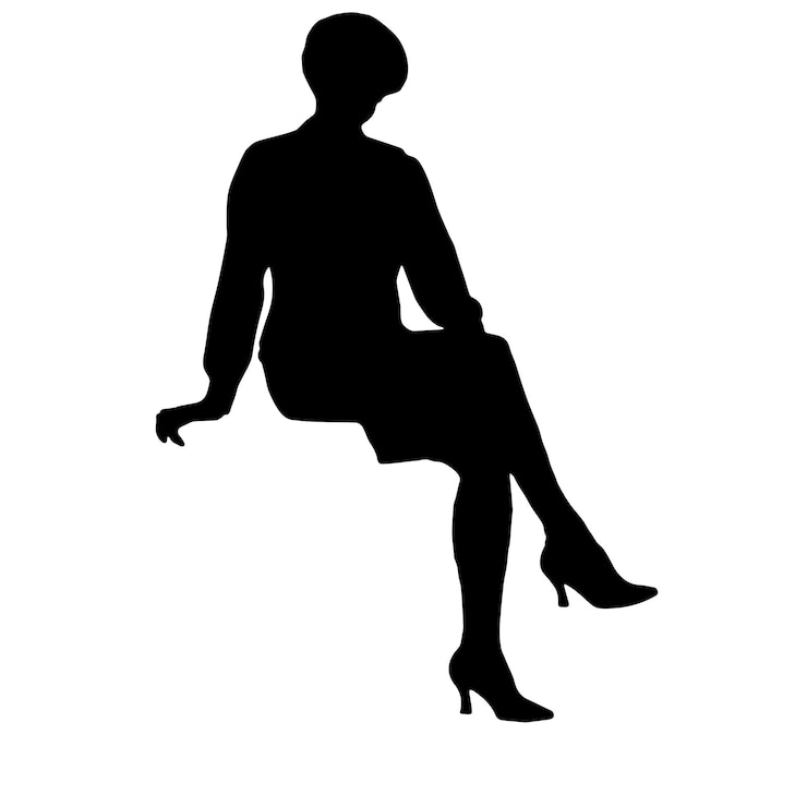 Vector vector silhouetten van vrouwen zittende vrouw vorm zwarte kleur op geïsoleerde witte achtergrond grafische illustratie