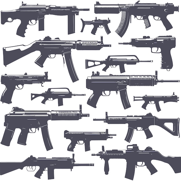 vector silhouettes of guns modern pistols collection