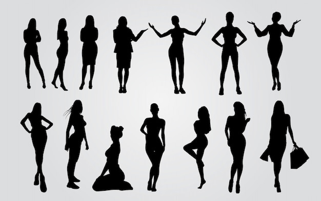 Vector silhouettes of ladys. Sexy women silhouettes