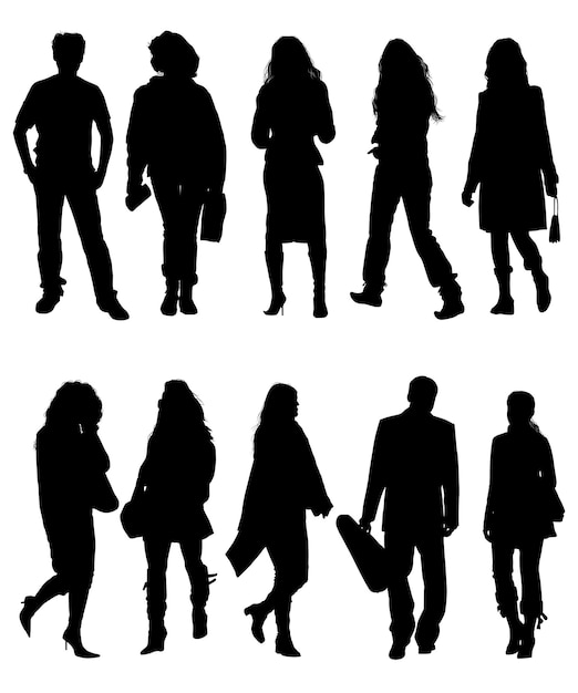 Vector silhouettes man and women