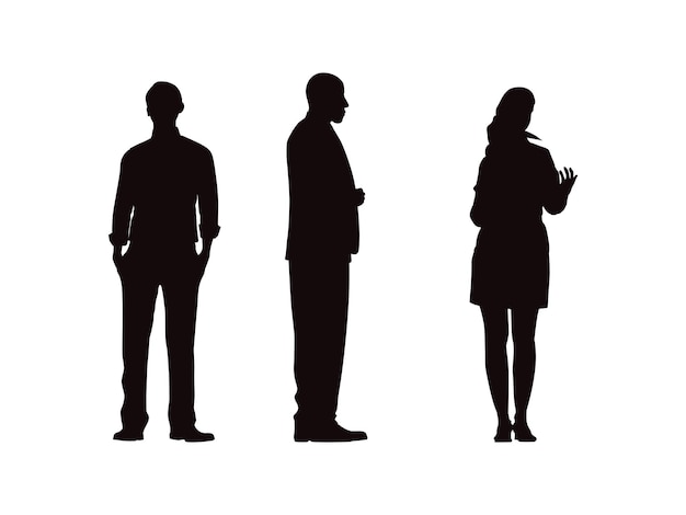 Vector vector silhouettes of men and a women a group of standing and walking business people black color