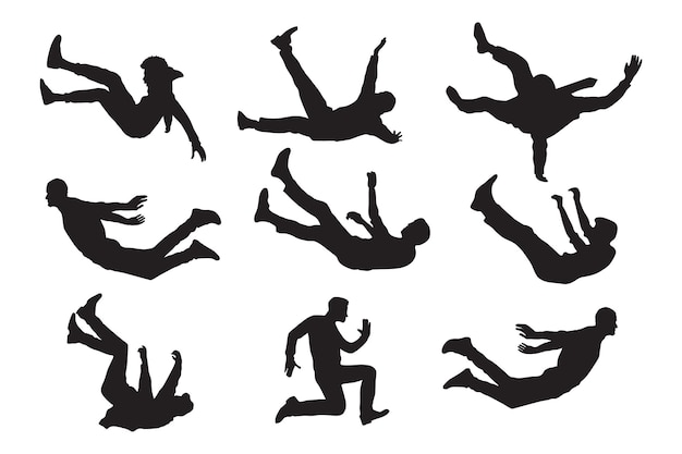 Vector silhouettes people falling collection