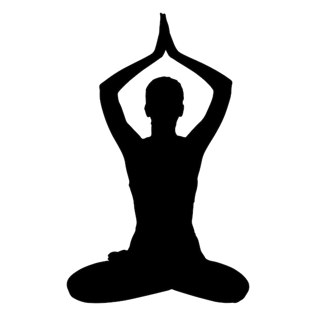 Vector silhouettes of yoga poses on a white background vector illustration