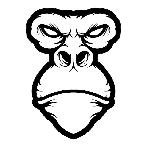 Vector simpel logo van gorilla hoofd silhouet