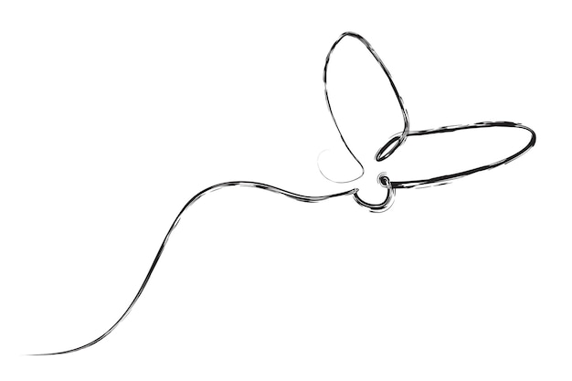 Vector vector simple crayon or chalk effect line art single or one continuous fly butterfly