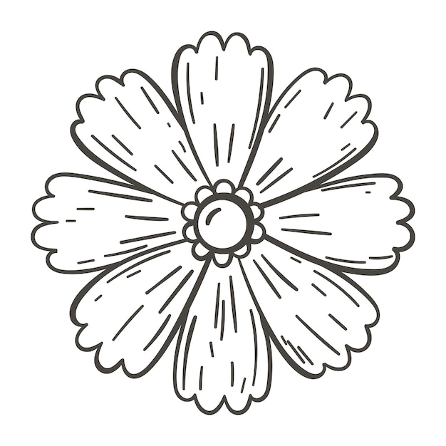Векторная простая каракульная иллюстрация дикого цветка