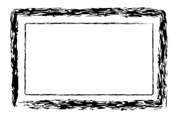 Vector simple double line rectangle frame from black crayon at white background