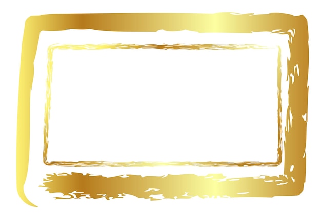 Вектор Векторная простая прямоугольная рамка с двойной линией из золотого золотого карандаша на белом фоне