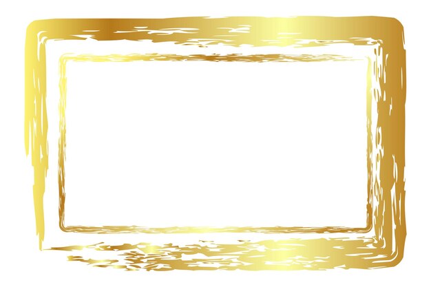 Vector vector simple double line rectangle frame from gold golden crayon at white background