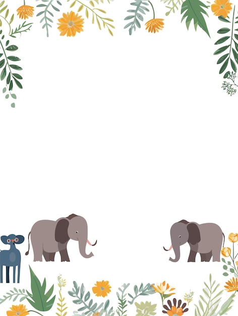 vector simple frame in concept of elephants in wildlife