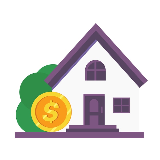 Vector vector simple house including dollar symbol. real estate in usa. dollar coin with house isolated