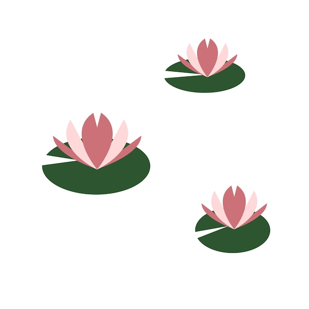 Vector vector simple lilly pads with lotus flower on a pond