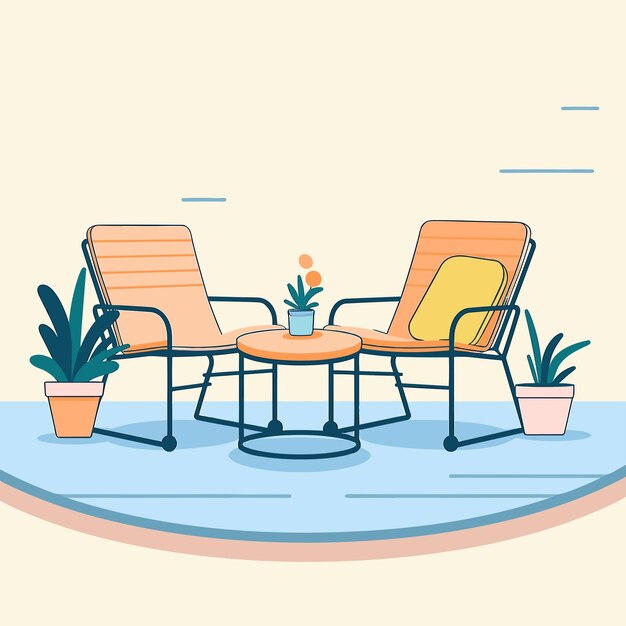 Vector vector of a simple and minimalistic illustration of chairs and a table in a line